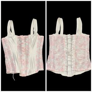 Vintage Empire Intimates Bustier Lace Up  Corset Style 7990 White Pink Size 34